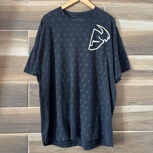 Vintage Thor Motocross Y2K AOP All Over Print Black Faded XL T Shirt BMX USA FOX